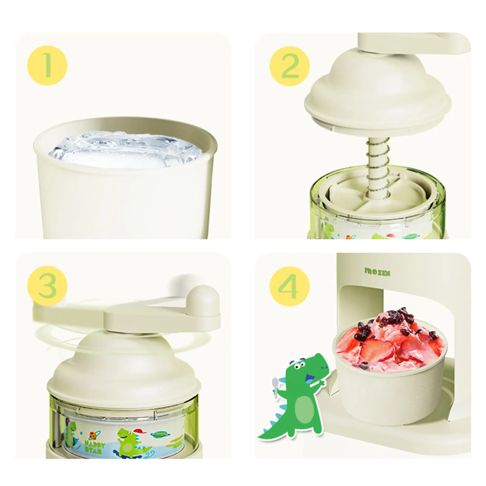 Mini Hand Crank Ice Crusher Snow Cone Machine Hand-Shaken Kettle Cartridge having Ice Machine for Party Indoor Kitchen Household