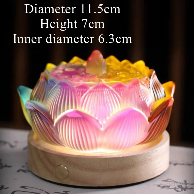 Glazed Lotus Shapeds Incense Burner, Charging Luminous Base, Living Room, Buddhist Hall, Indoor Supplies, Zen Meaning Decor, 1Pc