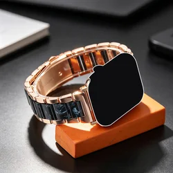 Elegant Two - Tone Metal Resin Watch Strap - 40 41mm(S11 10 42mm) (Rose Blue)