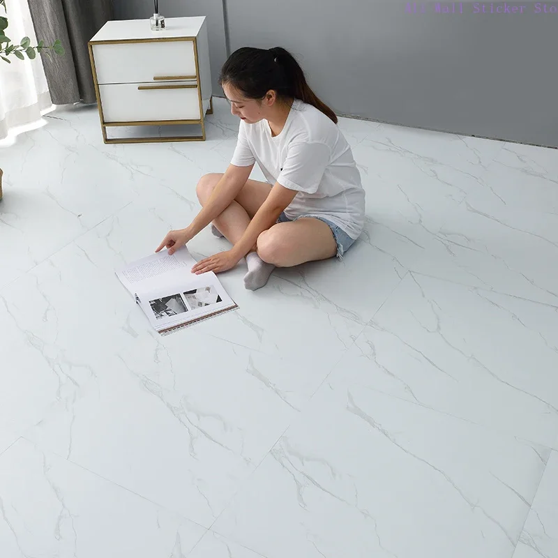 sticker waterproof self-adhesive imitation marble living room bathroom kitchen tile floor sticker PVC home floor decoration wall