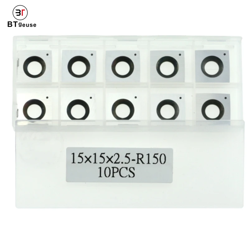 

10pcs 15mm (.59") Square with 6"(150mm) Radius Carbide Insert Cutter(15mmX15mmX2.5mm)4-Edge for Wood Lathe Rougher Turning Tools