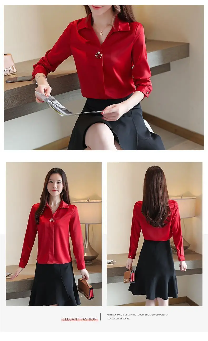 Women Clothes New Thin Spring Autumn All-match Korean Long Sleeve Shirt Tops Buttons Solid Polo Neck Blouse Trend Fashion