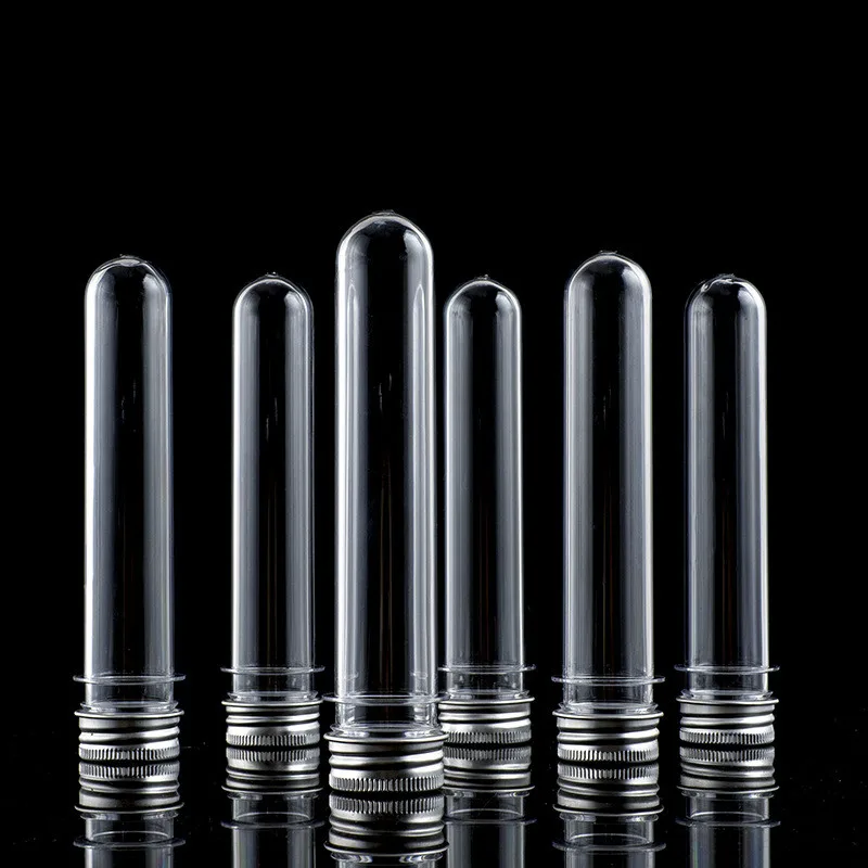 1X lab 30/40/60/80/100ml PET test tube bottle transparent cylindrical plastic refillable bottle for Mask candy data line jars 2