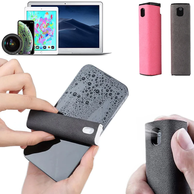 2 In 1 Phone Screen Cleaner Spray Computer Phone Screen Dust Removal Tool for IPhone iPad Huawei Xiaomi Microfiber Cleaning Set