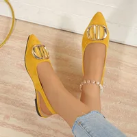 Chaussures plates françaises en métal à bout pointu, sandales Baotou, chaussures simples à bouche peu profonde, style étranger, célébrité d'internet explosive 3