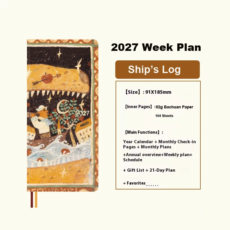 Kinbor 2026 Slim Portable Week Planner & Journal