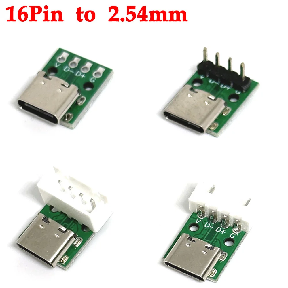 

10/5/1pcs TYPE-C USB 3.1 Type C Connector 16 Pin Test PCB Board Adapter 16P 4P Connector Socket For Data Line Wire Cable Transfe