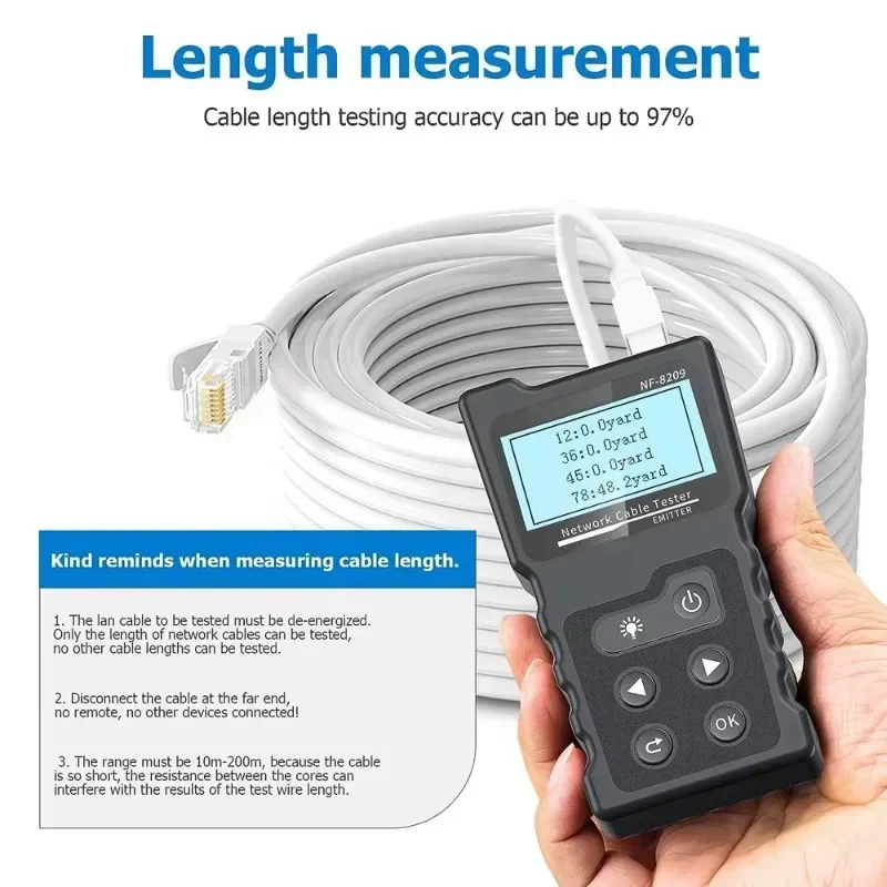 Network Cable Tester Noyafa NF-8209-WIREMAP Network Cable Tester LCD Display Cable Tracker Measure Length Wiremap Tester Poe Checker Network Tools