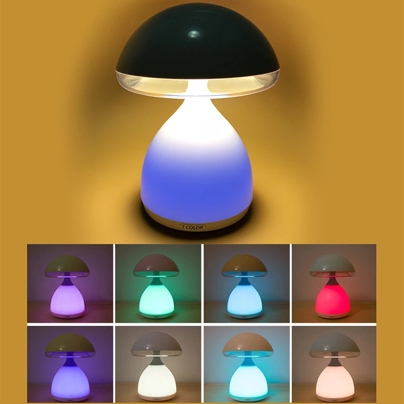 LED 버섯 소형 테이블 램프, 휴대용 USB 충전, 조도 조절 꽃 봉오리 램프, 침실 침대 옆 램프