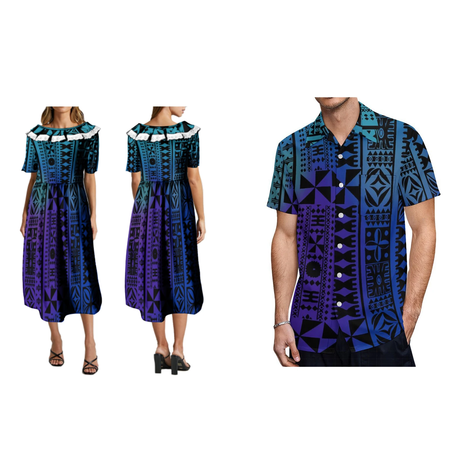 

Новое поступление, черепаховое полинезийское платье с кружевной отделкой, многослойное Гавайское платье с оборками, повседневные женские платья с коротким рукавом на заказ