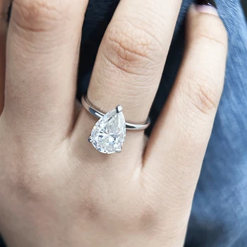 1-4 Carat Pear Cut D Color Moissanite Rings 925 Sterling Silver Waterdrop Diamond Ring Engagement Wedding Bands Jewelry with GRA 6