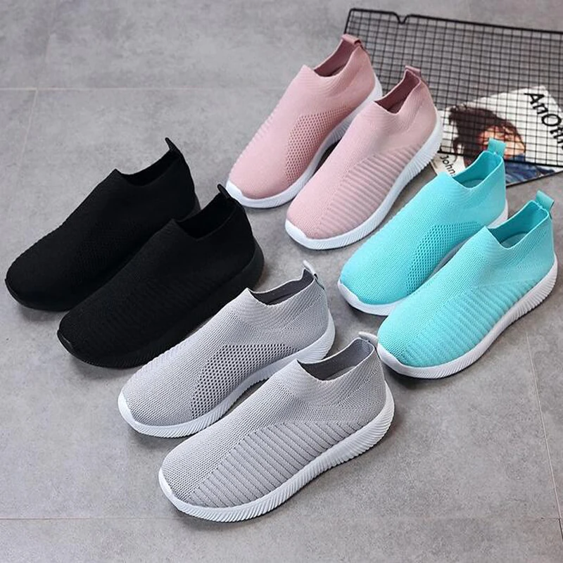 Tenis Feminino Lady Shoes Trendy Mesh Platform Sneakers Socks Zapatillas Mujer Breathable Socofy Sports Shoes Women Flats 1685