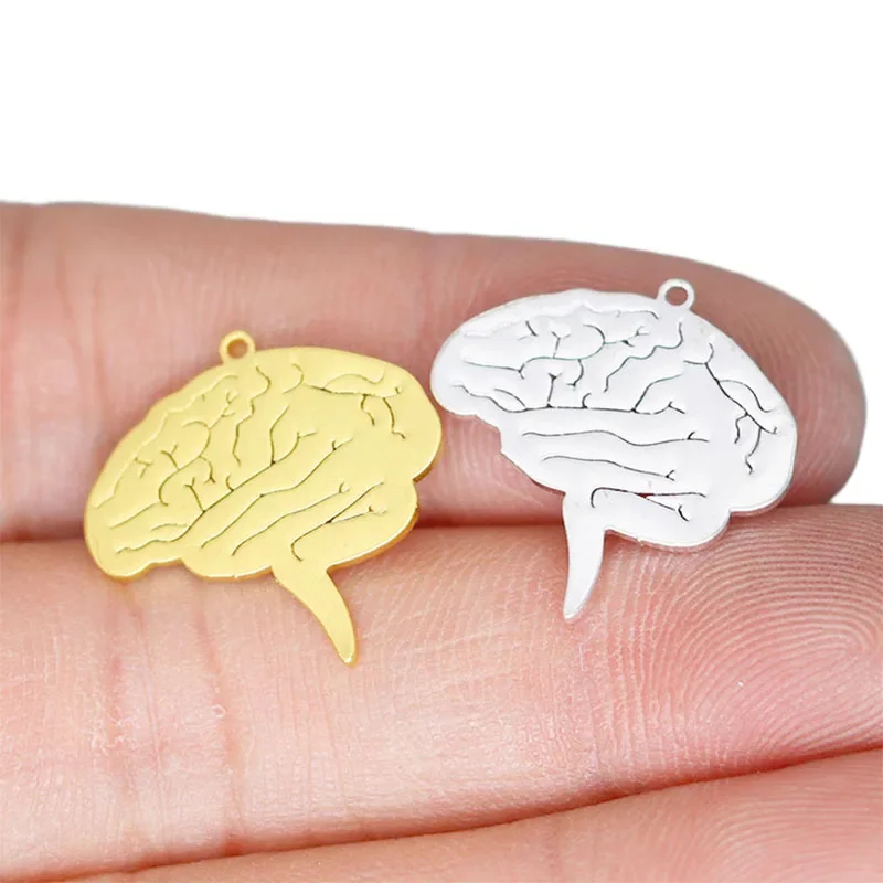 

WZNB 10Pcs Brain Charms for Jewelry Making Organ Stainless Steel Pendants Diy Earring Necklace Handmade Accessories Material