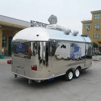 Airstream Mobile Hamburger สุนัขร้อนพิซซ่ารถพ่วงอาหารจานด่วนสแตนเลสรถบรรทุกอาหารมือถือพร้อมครัวเต็มรูปแบบสําหรับขาย 2