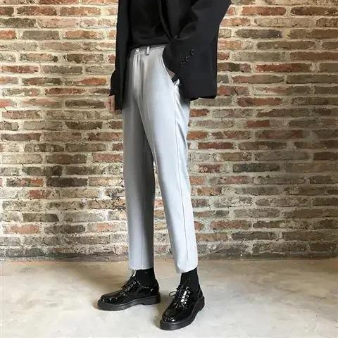 Pantalones de traje masculino negros para negocios, oficina, trabajo, sastrería social, pantalones de verano para hombre, ropa de diseñador 2024, spandex, formal, de lujo