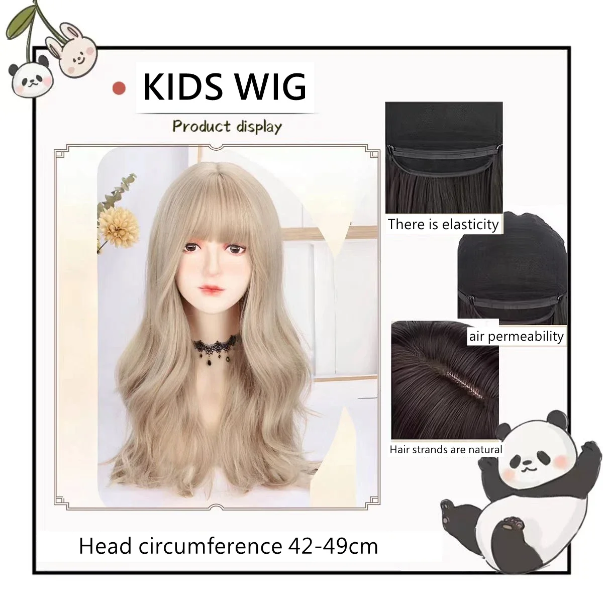 Kids Blonde Wigs Children Long Hair Accessories Baby Golden Headgear Little Girl Party Cosplay Headdress Student Tiara Coronet hair accessories cosplay accessories