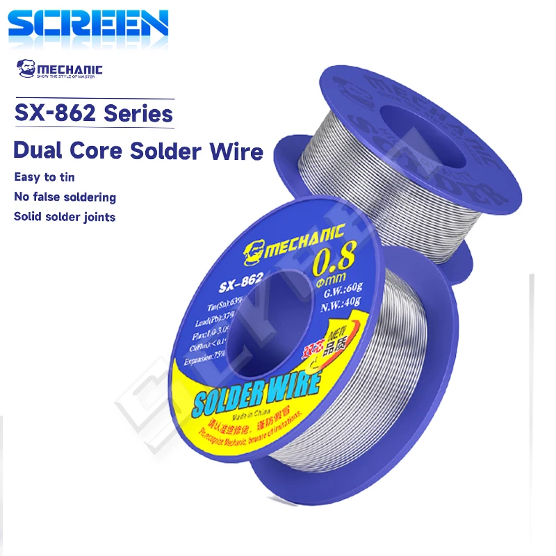 MECHANIC SX-862 wire double rosin core flux 0.3-1.8mm Environmental Protection Tin Wire Tools soldering wire soldering tin wire welding wires
