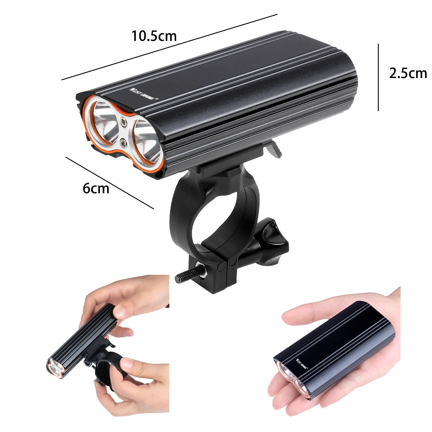 WEST BIKING 1600 Lumens Bicycle Lights LED Bulb Waterproof Bicycle Front Light USB Charging Flashlight Cycling Lamp Bike Light