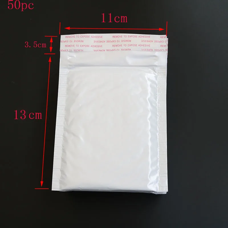 50pcs / 11 * 13cm White Bubble Envelope Film Pearl Shockproof Courier Bag Postal Transport Packaging Stationery Accessories