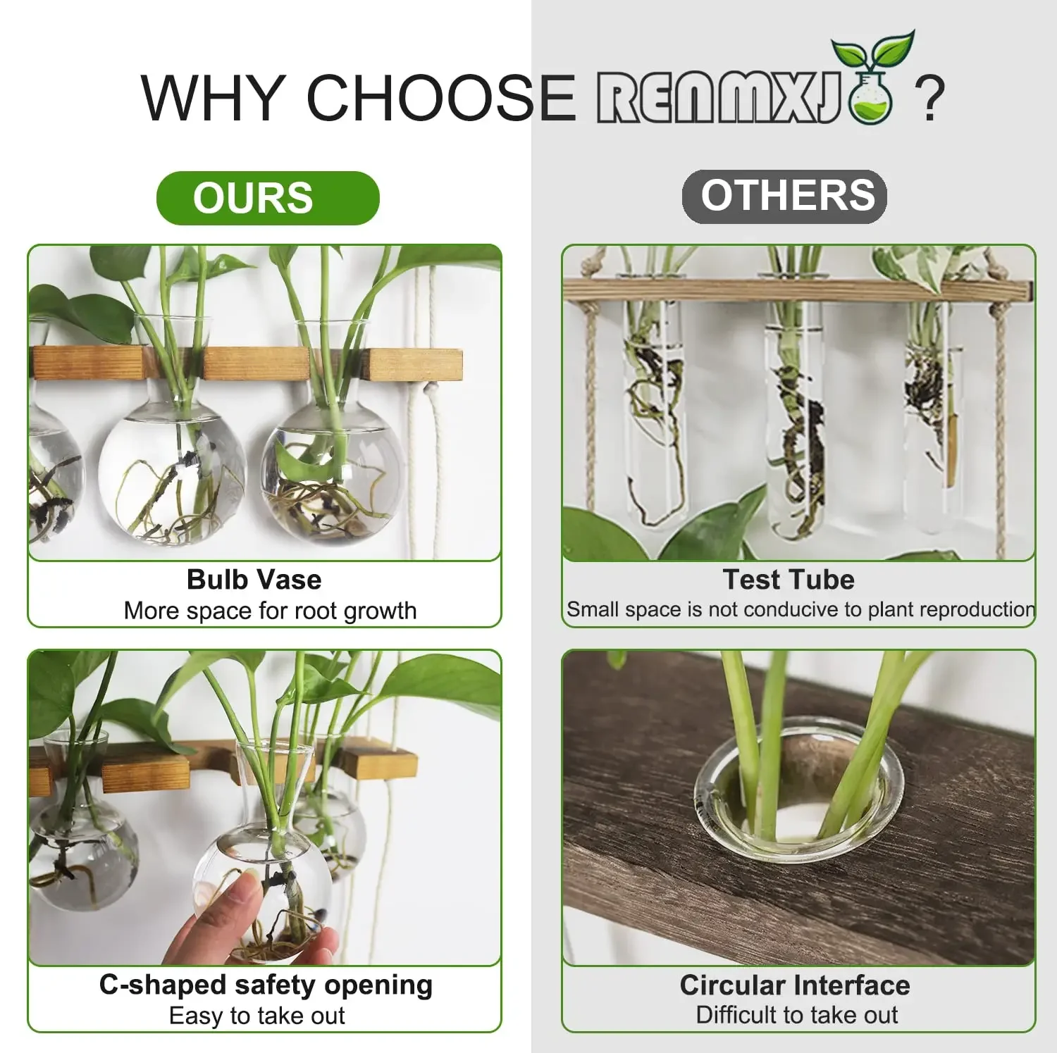 Plant Propagation Station Wall Hanging Glass Vases 4