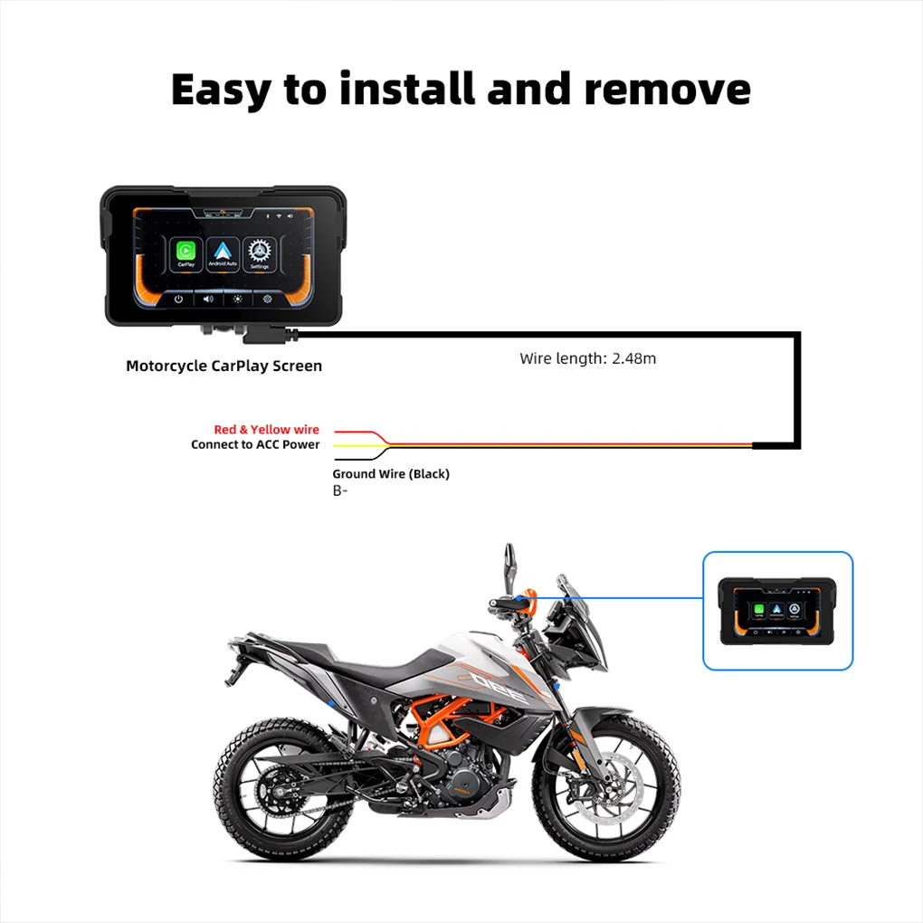 5inch Waterproof Touch Screen Wireless CarPlay Moto Android Auto Portable Digital Motorcycle Dashboard GPS Motorcycle Navigation