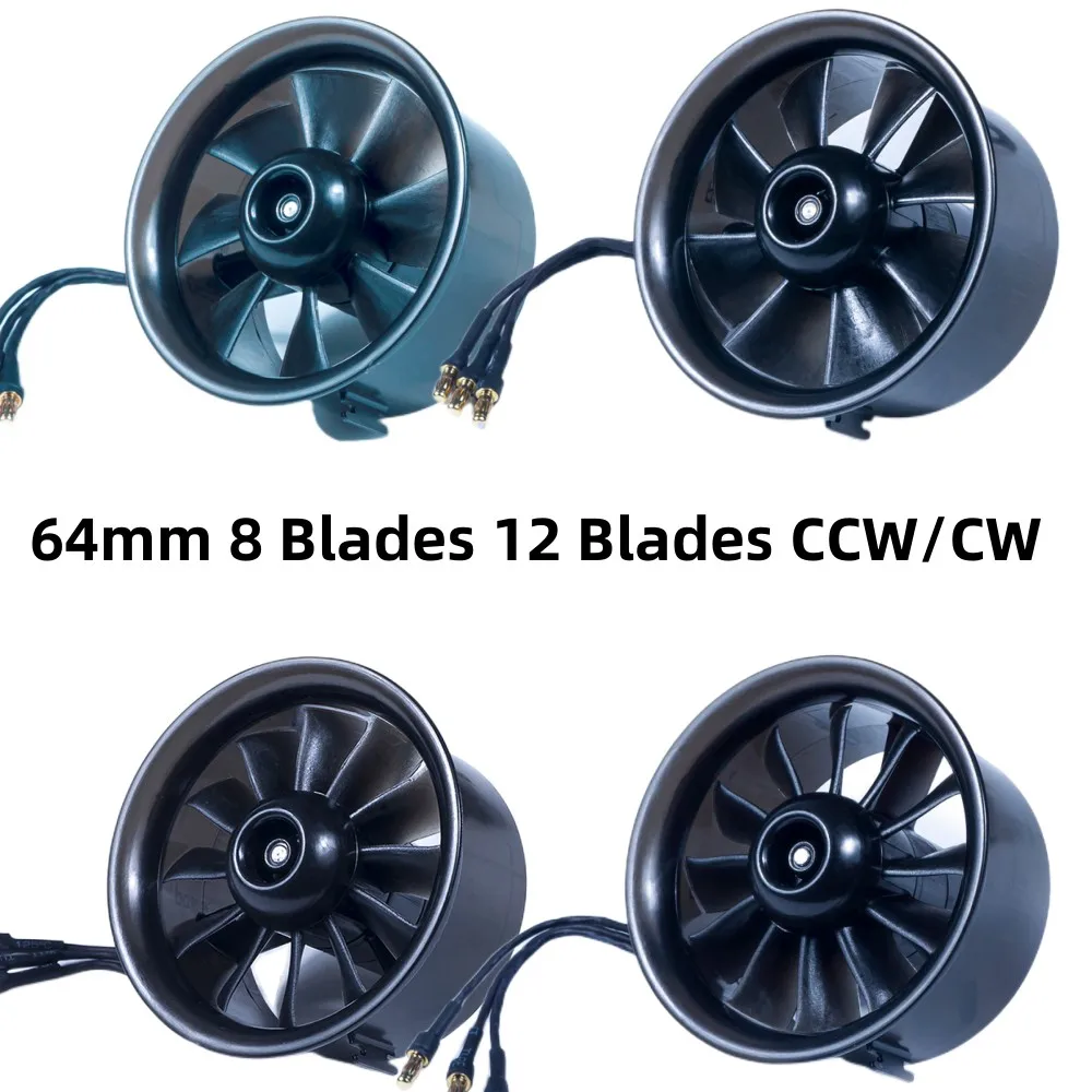 

64mm 8 Blades 12 Blades CCW/CW Ducted Fan EDF with 3S/4S 4000KV 2800KV Brushless Motor for RC Jet Plane RC Helicopter DIY Parts