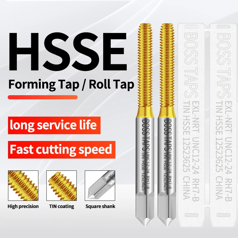 HSSE-M42 JIS Standard TIN Coating Roll Forming Tap UNC 2-56 4-40 6-32 10-24 12-24 1/4 3/8 Machine Sc