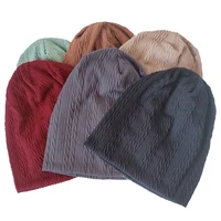 Geebro Women's Stripes Pattern Casual Hats Autumn Winter Soft Stretch Slouchy Cap Ladies Solid Color Skullies Beanies Gorros 1