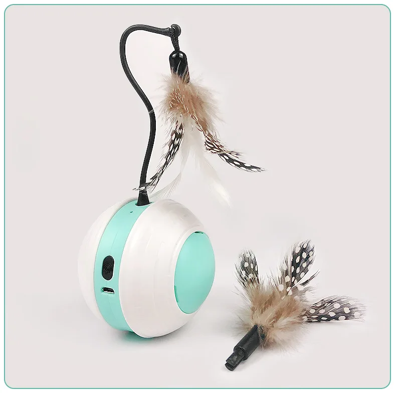 Smart Cat Ball Toys Bird Sound Interactive Cat Toys Automatic USB Charging 360 Degree Electric Cat Feather Funny Kitten Toys 