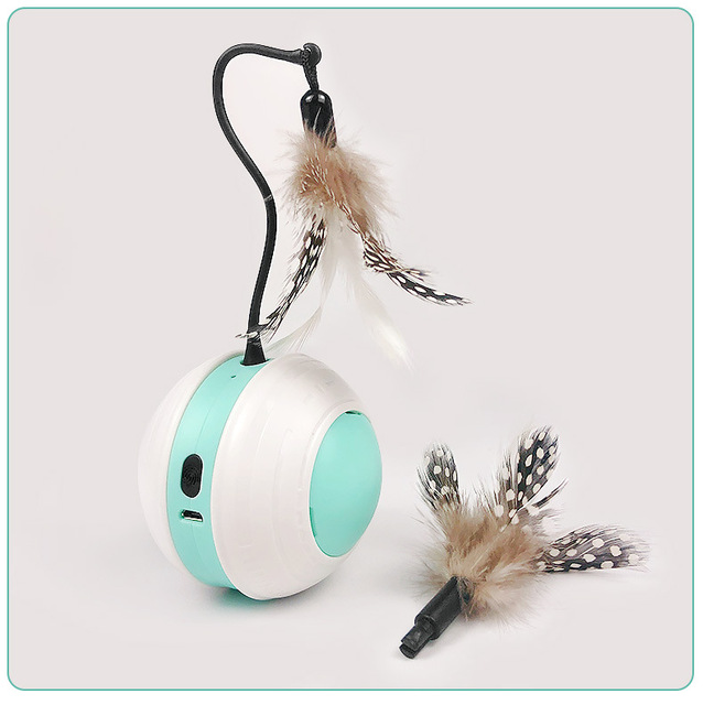 Cat Ball Toys Bird Sound Interactive Cat Toys Automatic USB Charging 360 Degree  Cat Feather Funny Kitten Toys