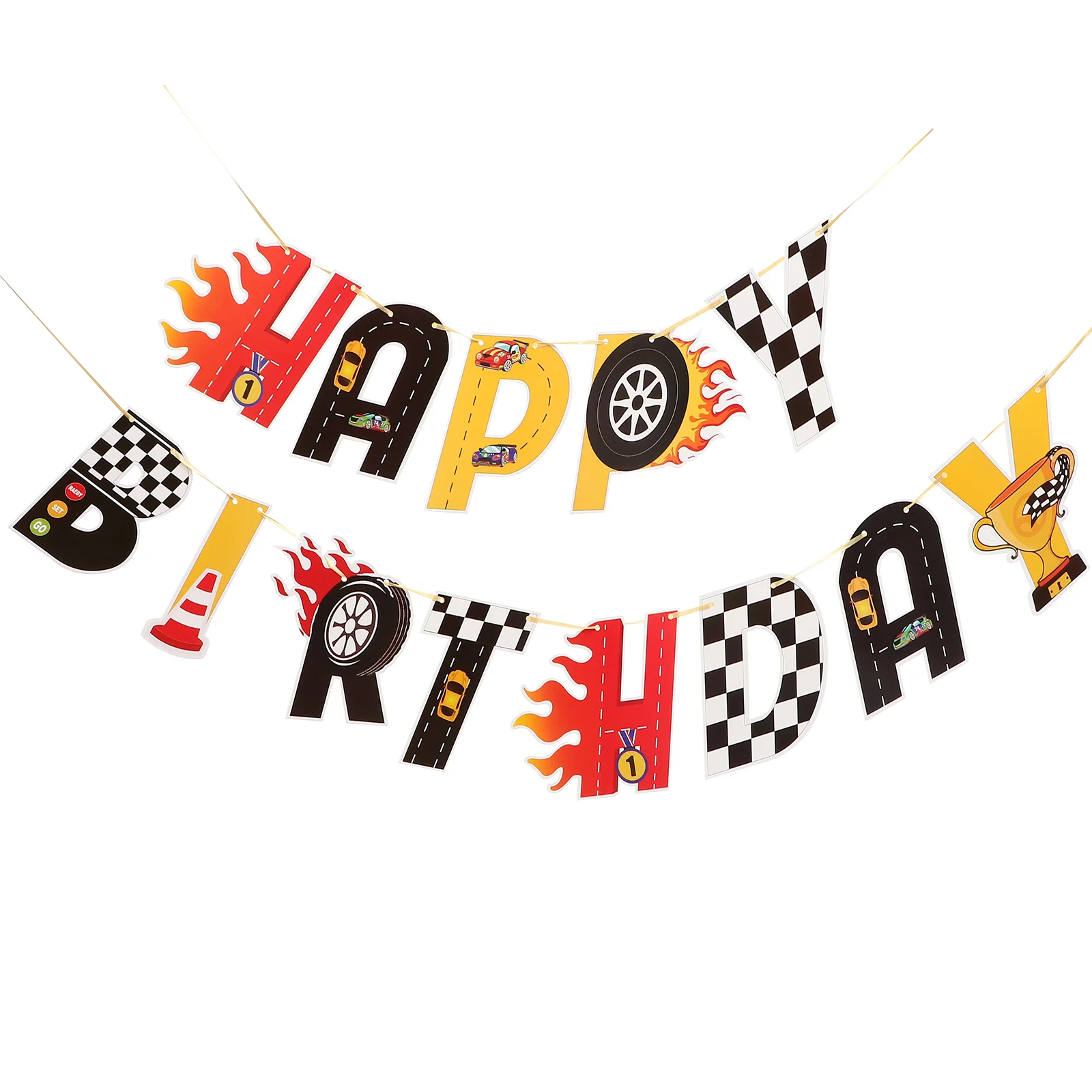 

Birthday Flag Happy Banner Garland for Women Decor Party Wall Ornament Automotive Boy Sign Decoration