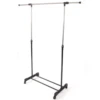 Single-bar Vertical & Horizontal Stretching Stand Clothes Rack with Shoe Shelf YJ-02 Black & Silver 1