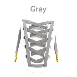 Elegant Gold & Silver Flat Faux Leather Shoelaces with Metal Tips - Premium Quality Lace Upgrade - 160cm (Gray)