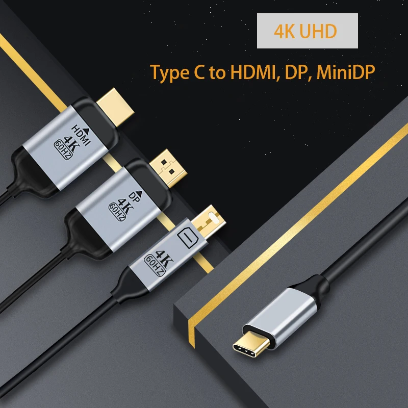 USB C To HDMI Cable Type C to HDMI DP MiniDP Extension Cable Audio