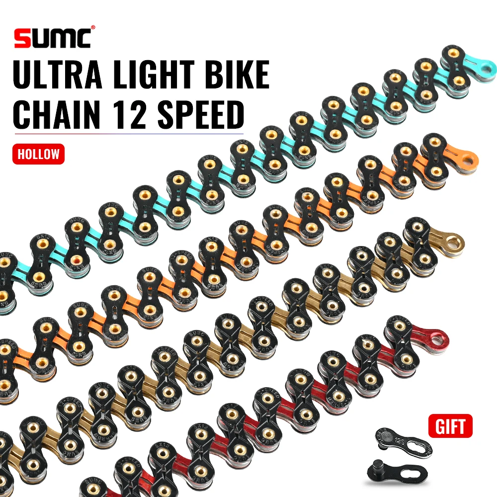 SUMC SX12 12V 자전거 체인 126L 12 속도 자전거 체인, 산/도로 자전거 자전거 부품 용 MissingLink 포함, 원래 상자 포함
