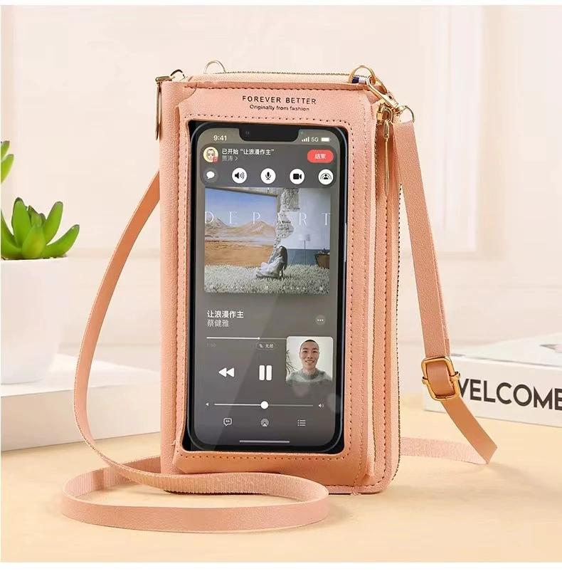 

Women's Transparent Touchable Screen Mobile Phone Bag Female Diagonal Cross Bag, Card Holder Mini One Shoulder Bag