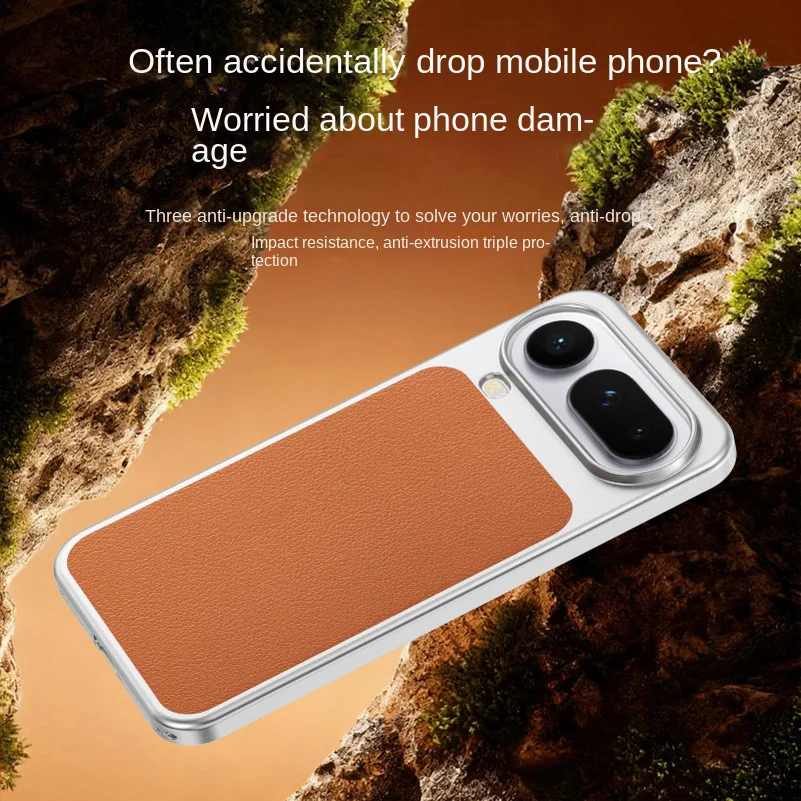 Premium Square Back Leather Phone Case with Raised Lens Protection