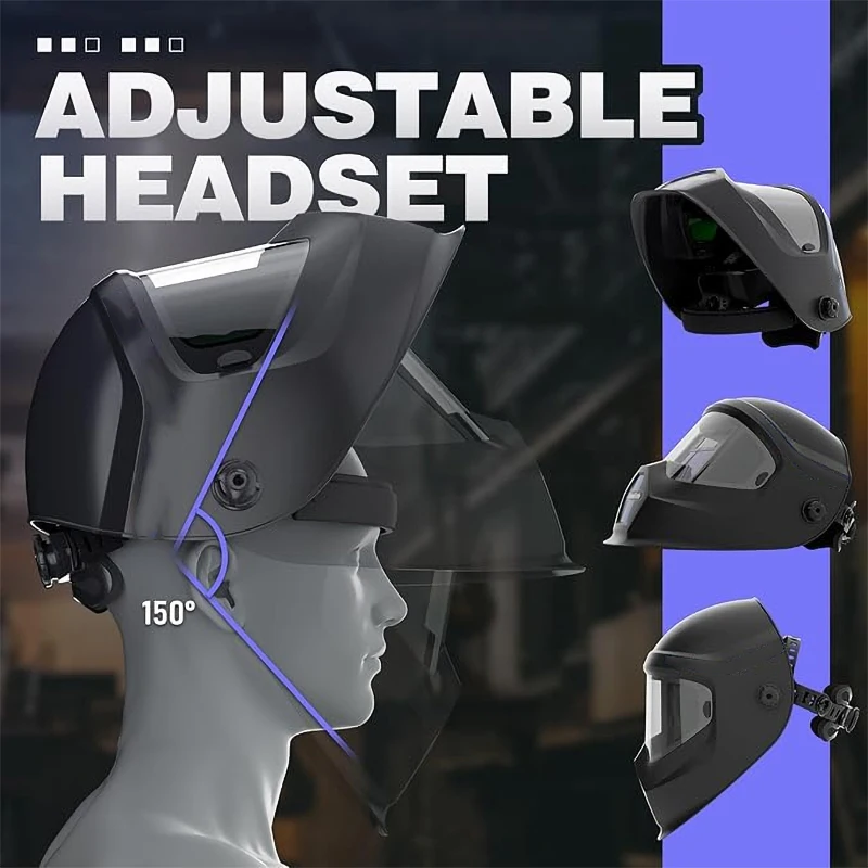 Darkening Welding Helmet 3.94"×3.82" Large Viewing Welding Hood Battery Powered - View #5