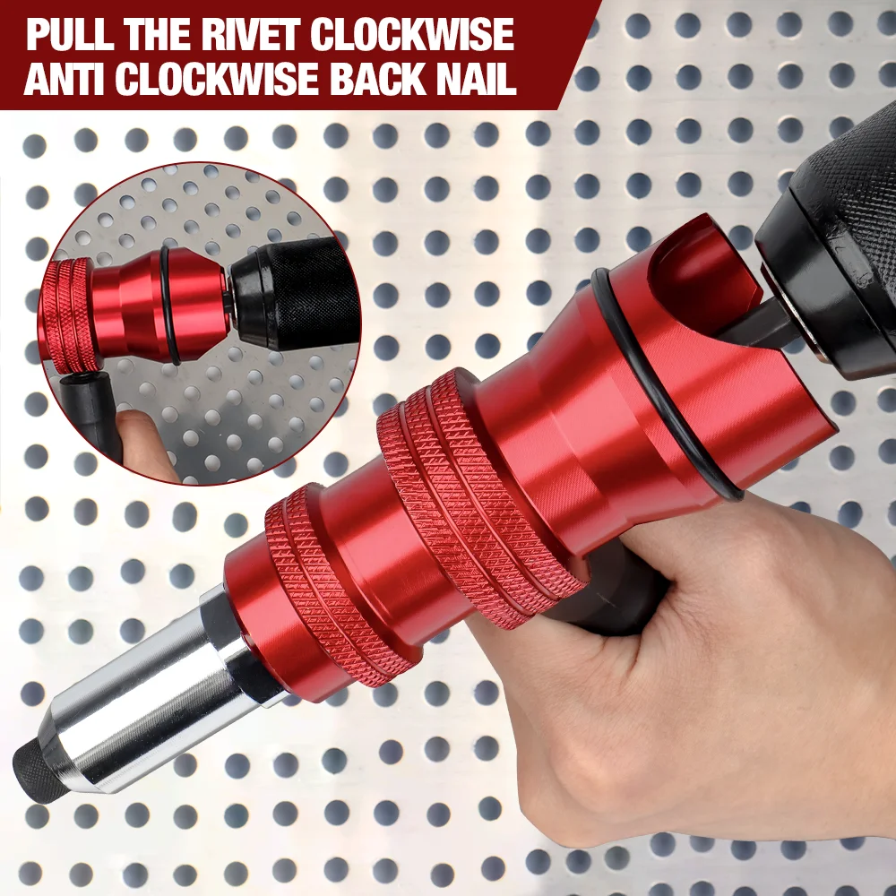 Upgraded Rivet Gun Electric Rivet Gun for 2.4mm-4.8mm Rivets Home Cordless Drilling Tool with Removable Plastic Handle