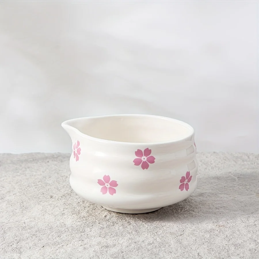 茶碗　春三花　梅桃桜 1pc 460ml/16oz Traditional Porcelain Matcha Bowl with Pour