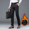 KUBRO Winter Men Warm Trousers Big Size Classic Style Business Fashion Regular Thick Casual Pants Male Brand Khaki Navy Black 4