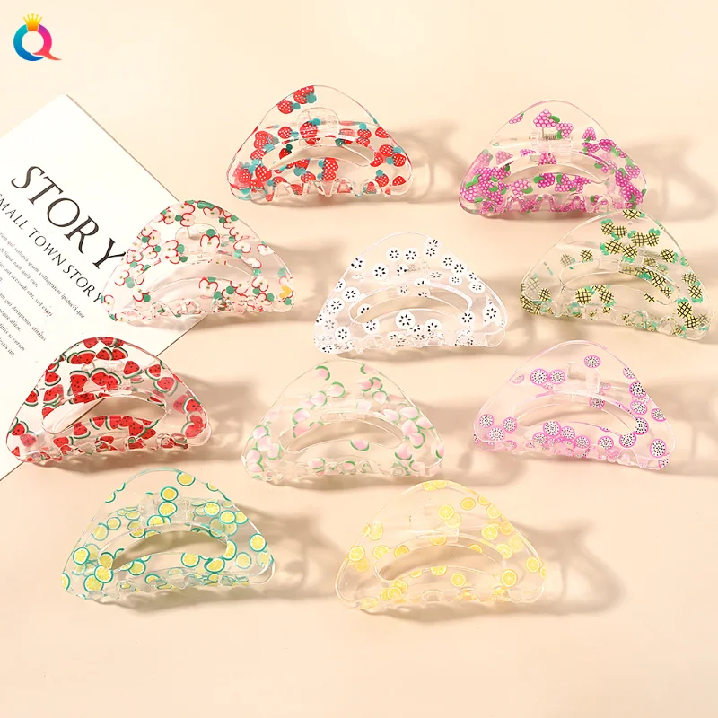 

Elegant Fruit Hair Clip for Women Fashion Color Wave Point Hair Claw for Girls Sweet Flowers Hair Clip Barrette Hair Accessories