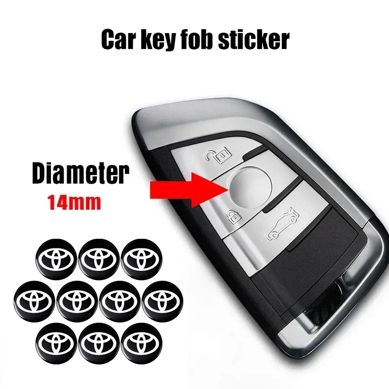 14Mm Auto Remote Car Key Stickers Emblema Logo Accessori Per Toyota Corolla Yaris Chr Auris Rav4 Land Reiz Cruiser Chr Camry