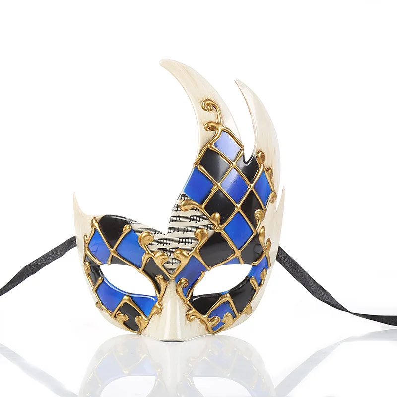 Popular Halloween Masquerade Party Venetian Antique Eye Mask Holiday Party Cross-border Exclusive Checkered Mask