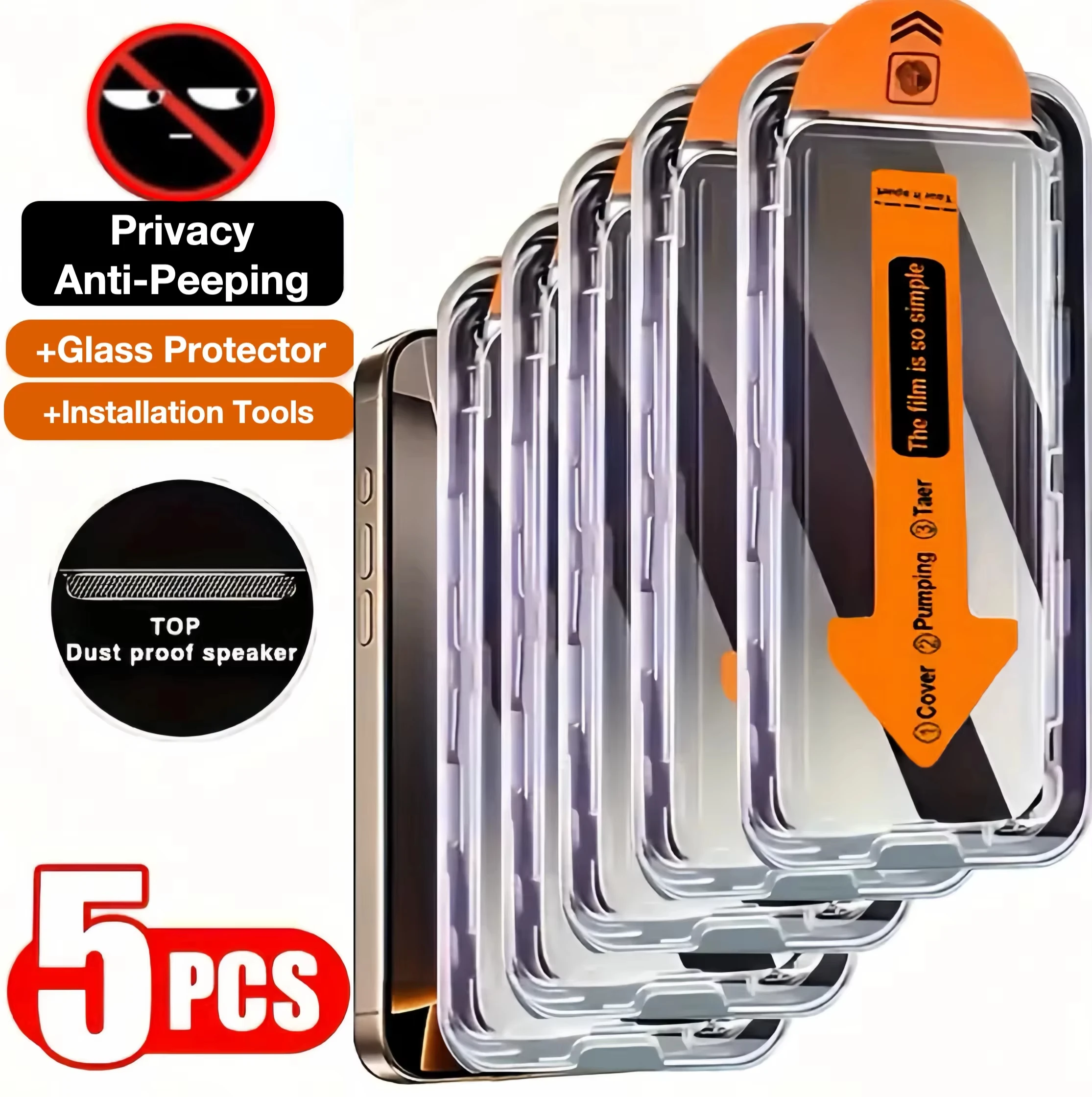5-1PCS Protections d'écran de confidentialité en verre trempé pour iPhone 17 Pro Max 16 16e iPhone17 Pro 16 Plus 13 Mini X XS XR