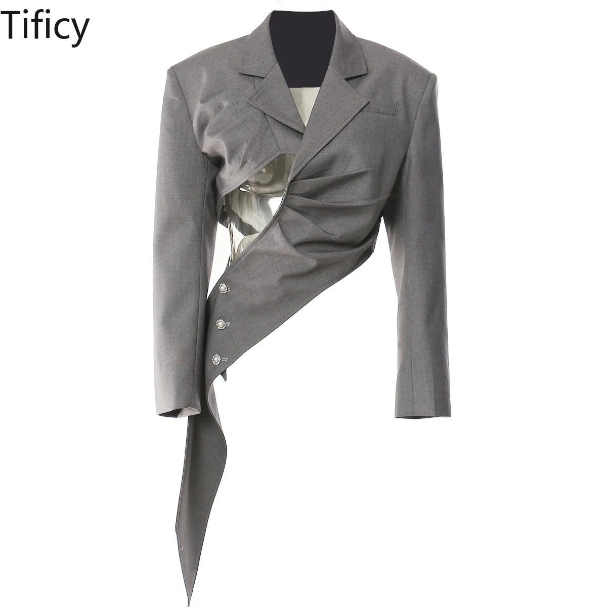 

TIFICY Early Spring New Irregular Personalized Tailoring Niche Blazer Blouse Women Shorts Jacket Tops