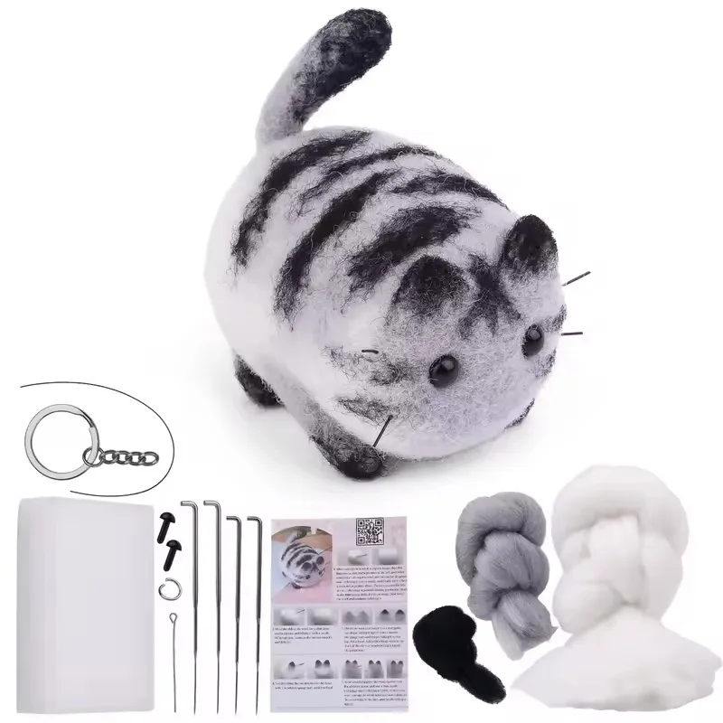 Non-Finished Dog Cat Handmade Wool Felting Material Package For Doll Making Toy DIY Child Needle Felting Tool Kit Pendant Making