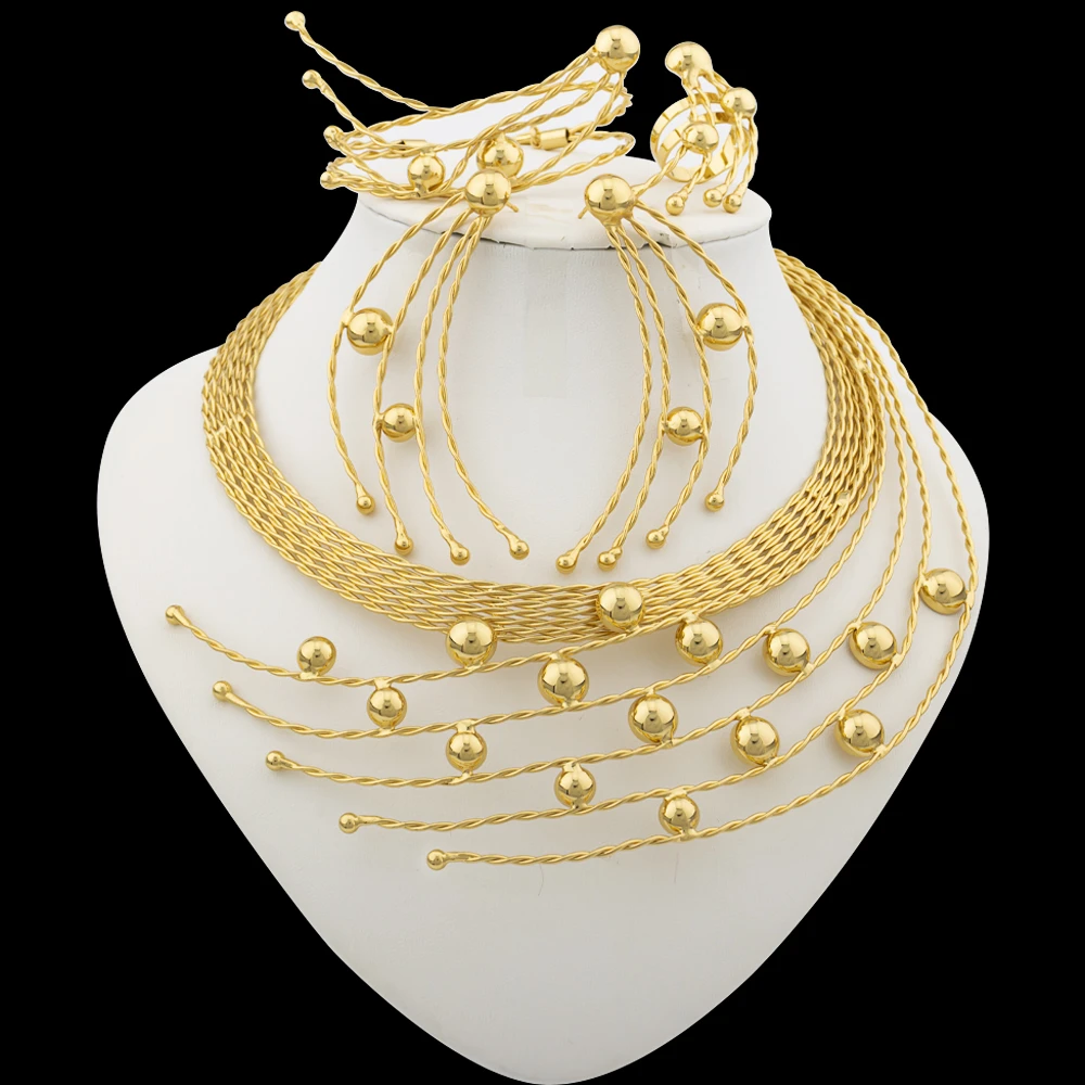 Italian Gold Jewelry Set Women 18k Women's Luxury Gold Jewelry Set