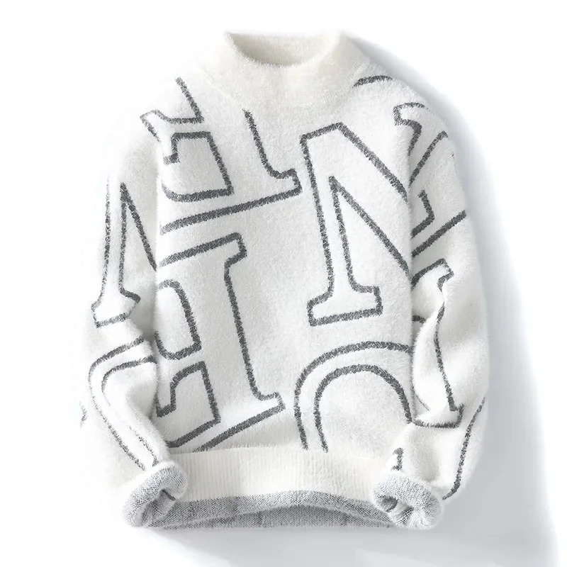 

2023 Winter new style letter pattern Warm Sweater autumn Men's Fashion High Quality pullovers Men wool sweaters male Size M-3XL