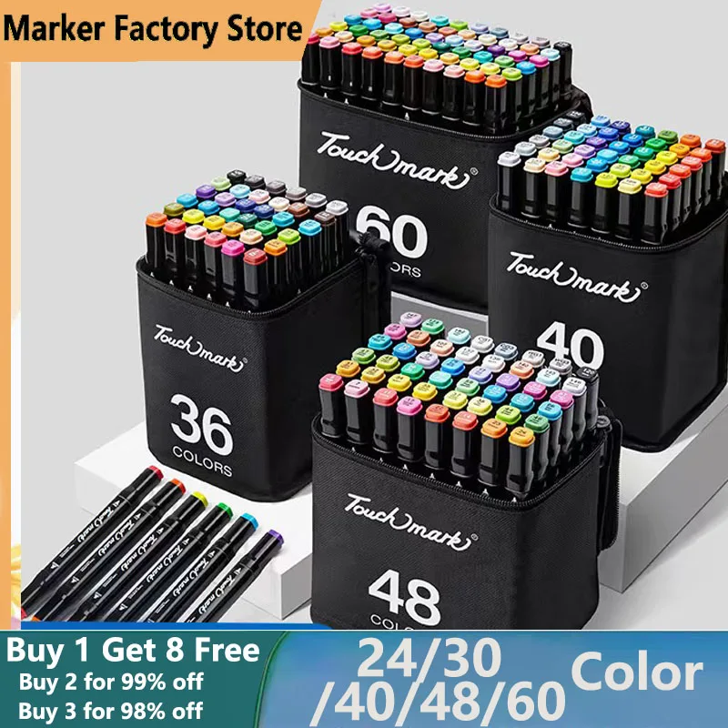 30/36/40/60 Colored Oily Marker Pen Double Head Set Art Paint Manga